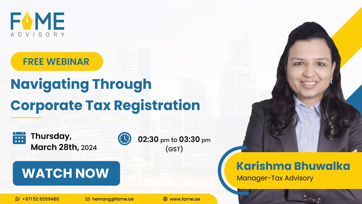 Webinar on Corporate Tax (CT) Registration