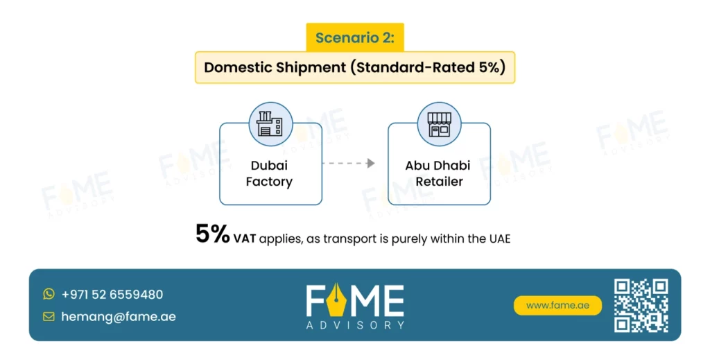 VAT Treatment on Domestic Shipment in UAE (standard rated 5%)